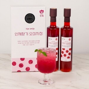 인제향기 오미자청 원액 선물세트 500g 2구 선물박스+쇼핑백 포함 물 한방울 넣지않은 100% 오미자진액 전통방식 자연숙성